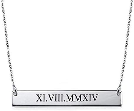 ローマ数字バーネックレス 名入れネックレ ススターリングシルバー0 925 ローマ数字バーネックレス 名入れネックレ ススターリングシルバー0 925