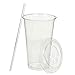 SafeWare Clear Disposable Plastic Cups 16oz with Flat Lids and Straws, Togo Disposable Iced Coffee Cups - Ideal for Party, Outdoor Picnic, BBQ, House Party, Restaurant Quality - 100 Sets
