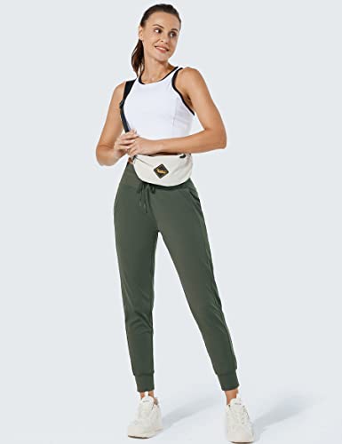 ZUTY Joggers for Women High Waisted Women Sweatpants with Pockets for Athletic Running Tapered Track Pants for Workout Army Green M
