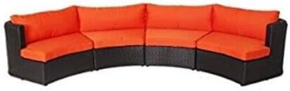 husen Outdoor Patio Furniture Sofa Sectional Wicker Round Resin Couch Set (Orange T126)