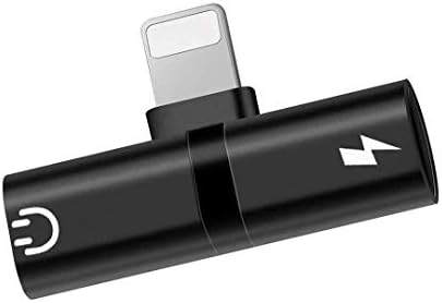Jstbuy Headphone Jack Adapter, 2 in 1 Dual Splitter for iPhone 8/8 Plus/X (10) / 7/7 Plus/Xs/Xs Max/XR Earphone Audio Cable and Charger Accessories (Black)