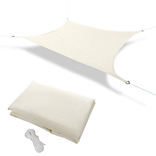 Firlar Sun Shade Sail,8ft x 10ft Rectangle Sunscreen Awning Canopy UV Block Perfect for Outdoor Patio Garden Yard Deck Pergola (Beige)