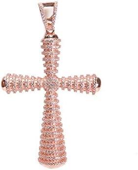 Rose Silver Cross Pendant (67 mm, 40 mm, 17.10 Grams)
