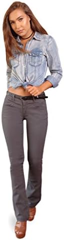 Bebop Women's Bootcut Pant, Charcoal, Size 7, Stretch Cotton Twill, Removable Belt