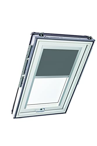Original Roto Rollo Exclusiv ZRE für Roto Dachfenster - Führungsschiene Silber - Tageslichtrollo Baureihe Designo R6/R8, i8 und Classic 64/84 - Größe 134/140 | 13/14 - Stofffarbe Dunkelgrau