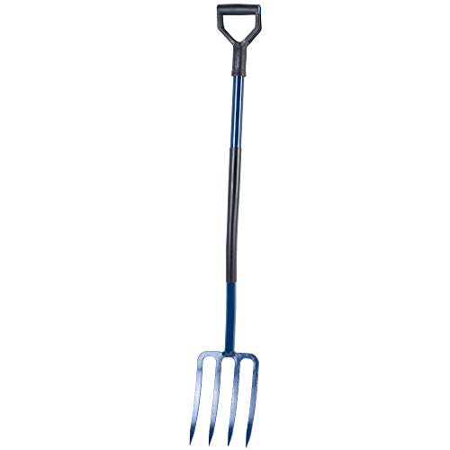 KADAX Heugabel, Grabgabel mit D-Griff, Mistgabel mit Kopf aus hochqualitativem Stahl, ergonomische Gabel für Garten, Forke, Spatengabel, Unkraut, Steine, Gartenforke (Metallstiel)