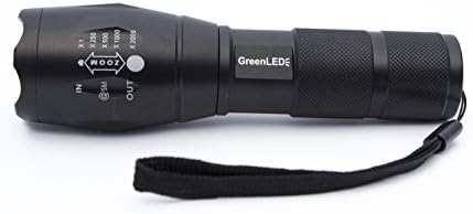 GreenLED Super Bright Tactical LED Flashlight, Zoom, Adjust, Focus, 5 Modes 1000 Lumens, Water Resistant Outdoor Torch with Rechargeable 18650 Li-ion Battery and Charger