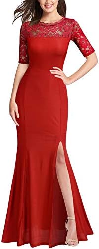 Women Floral Lace Split Elegant Formal Party Bridesmaid Wedding Dresses