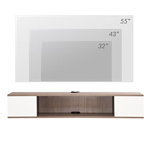 FITUEYES White Floating TV Stand Shelf, Wall Mounted Entertainment