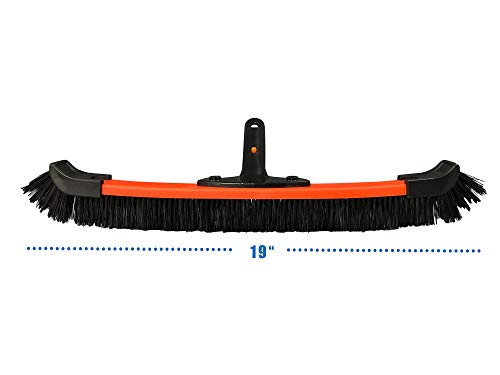 Daveyspa Light 18'' Handle Poly Carbon Material Swimming Pool Brush PP Bold Brush Wall, Tile and Floor Curved Cleaning Brush, Removable on Both Sides