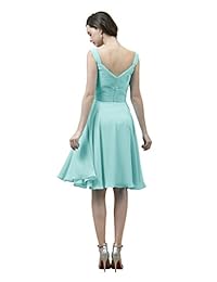 Alicepub - Vestido corto de gasa para dama de honor, línea A, vestido de fiesta, vestido de cóctel, tirantes