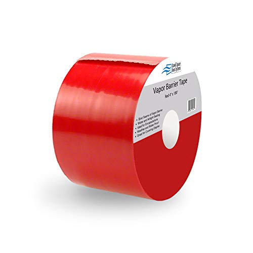 Vapor Barrier Seam Tape 4" x 180' - Wall and Floor Liner for Crawl Space Moisture Barriers, Encapsulations, Carpet Padding, Stucco Applications and More (9 mil, Red)