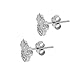 Disney Minnie Mouse Women Jewelry, Sterling Silver Clear Cubic Zirconia and Silver Bow Stud Earrings