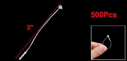 Sourcingmap 500 Pieces White Snap Lock Pins Loop Price Tag Fastener 3" 80mm, 3" x 0.016" - Image 3