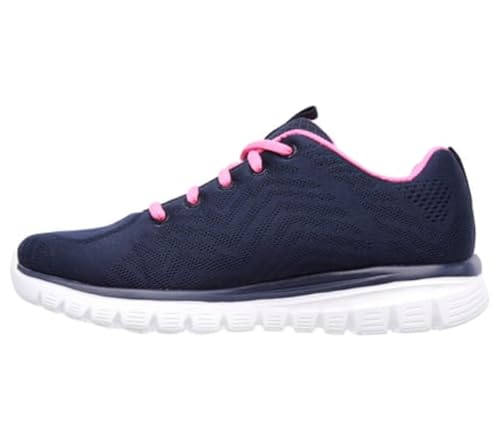 Skechers Graceful Get Connected, Sneaker Donna, Navy Mesh Pink Trim, 36 EU