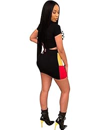 Vestido de dos piezas para mujer con parte superior de piel sintética