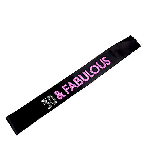 URSKYTOUS 50 Fabulous Black Satin Sash 50th Birthday Sash Birthday Party Favors, Supplies and Decora - //coolthings.us