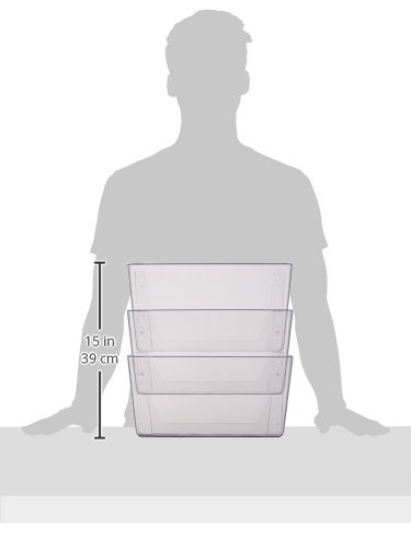 Deflecto DocuPocket, Wall File Organizer, Stackable, Letter Size, Clear, Set of 3, 13"W x 7"H x 4"D