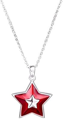 Collar Con Colgante De Estrella De Cinco Puntas Roja Con Tema Navideño