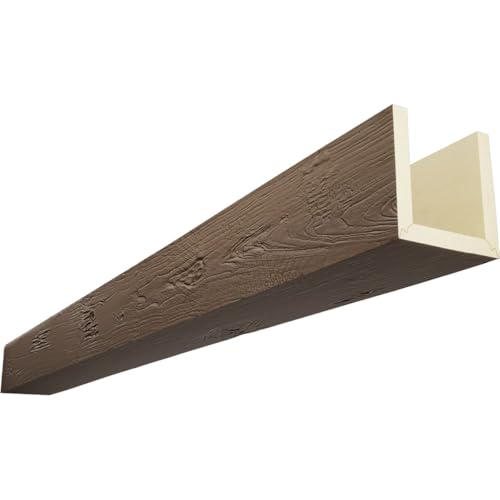 Timberthane Knotty Pine Faux Wood Beam, 3-Sided (U-Beam), 4"W x 10"H x 120"L, C…