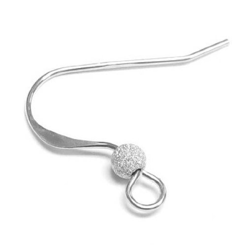 10 pcs .925 Sterling Silver French Hook Earwires Stardust Ball Earring Connector/Finding/Bright