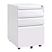 DEVAISE 3 Drawer Mobile File Cabinet with Lock, Under Desk Metal Filing Cabinet for Home Office/Legal/Letter/A4 File, Fully Assembled Except Wheels, White