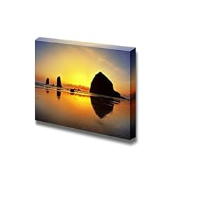 Canvas Prints Wall Art - Beautiful Scenery/Landscape Sunset in Canon Beach | Modern Wall Decor/Home Decoration Stretched Gallery Canvas Wrap Giclee Print & Ready to Hang - 12" x 18"