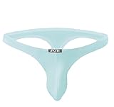 Youngbox Men's Thong G-String Sexy Mesh See Through Briefs Underwear, US M/Asia Tag L(Waist 29-31),  Light Blue