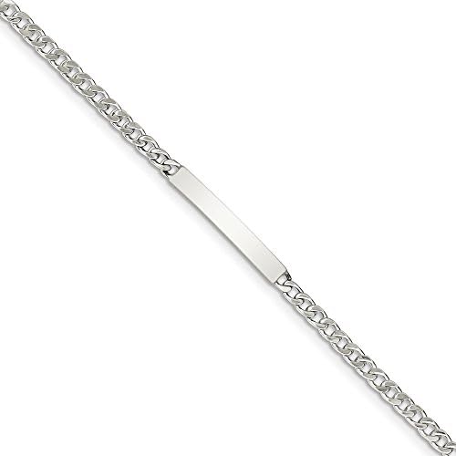 Sterling Silver Polished Engraveable Curb Link ID Bracelet Length 7"