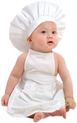 lindahaot White Apron Hat Suit Chef Clothes Photography Props Baby Infant Toddler Shooting Props Costume