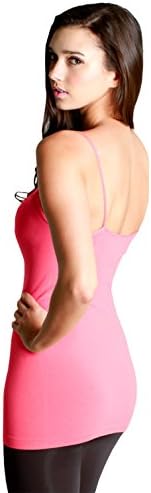 GaryM Women's Soft Stretch Solid Color Spaghetti Strap Tank Top Sherbert
