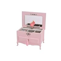 Art Lins Natalie Ballerina Music Jewelry Box with Lock and Drawer (Pink)