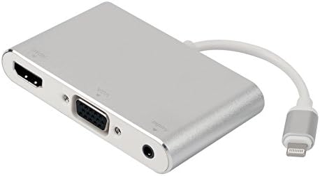YYGJ Lightning to HDMI VGA Audio Adapter 1080P Lightning Digital AV Converter Cables Plug &amp; Play 3 in 1 for iPhone X/8/8 Plus/7/7 Plus/6/6 Plus/6S/Apple/iPad iPod Support iOS 11, iOS 10 to Mirror on