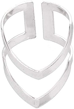 Ellepigy Double Lines V Shaped Rings For Women's Gift Simple Geometric Dainty, Silver