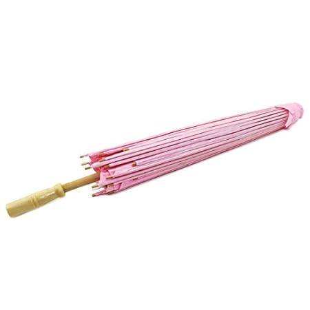 Pink 22 Inch Tall Wood Bamboo Parasol Umbrella Backyard Decoration Gift (D13385) 11oz