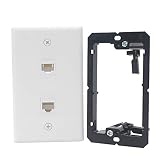 KCC Industries 2-Port Cat6 Ethernet Cable Wall Plate | Female-Female with Mounting Bracket +UL/CSA Listed Safe+