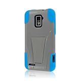 ZTE Warp 4G Case (N9510), MPERO IMPACT X Series Dual Layered Tough Durable Shock Absorbing Silicone Polycarbonate Hybrid Kickstand Case for Warp 4G [Perfect Fit & Precise Port Cut Outs] - Blue / Gray