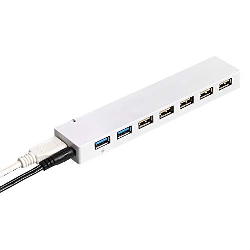 Amazon Basics USB 3.0 7Port HUB with AC Adapter, White & USB 3.0