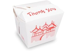 DHG PROFESSIONAL Chinese Take Out Boxes with Classic Pagoda Design - Durable Food Grade Polypropylene Containers with Wire Handles for Restaurant, Catering, Events & Party Favors - 360-Pack and 32oz