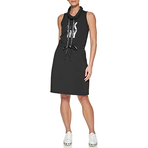 DKNY Women's Logo T-Shirt Dress, Black/Silver, Medium in Kuwait