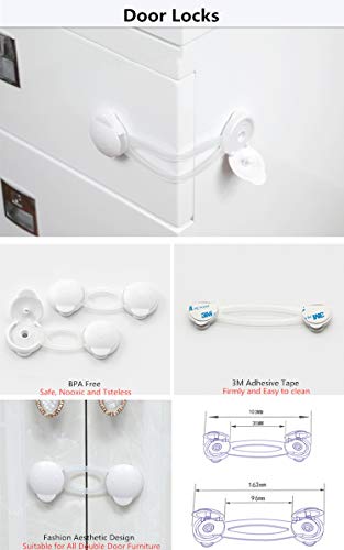 Baby Safety Kit LANEYLI Proofing Kit with Door and Cabinet Locks, Drawer Locks, Multi-use Safety Locks, Clear Corner Protectors, Outlet Covers Accident Proof Devices Tools Free No Drill Required 34Pcs