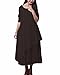 ZANZEA Women Vintage Round Neck Two-layer A-line Loose Cotton Linen Long Dress