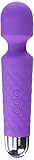 Cordless Electric Mini Therapeutic Wand Massager with Extremely Powerful Rechargeable Waterproof Vibrator for Personal Full Body Massage, Muscle Aches & Pains & Sports Recovery (Purple)