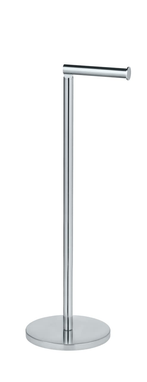 Wenko 19637100 Freestanding Toilet roll Holder 2 in 1, Metal Stainless Steel, 25.5 x 54 x 18 cm, Shiny