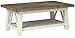 Signature Design by Ashley - Stowbranner Farmhouse Rectangular Cocktail Table, White/Brown