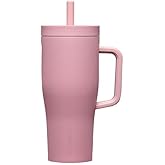 Corkcicle Cruiser Insulated Tumbler with Handle & Straw - Triple-Insulated - Leakproof Travel Mug - BPA-Free - Summer Drinkware Gift - Keeps Drinks Ice Cold - 22 oz - Desert Rose
