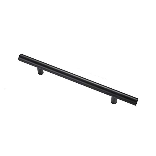 1PCS Black Round Handle Brushed Handle Drawer Cabinet Wardrobe Kitchen Door Windows Pull Handle 200mm Length (Hole Centers 128mm) — image 1