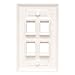Tripp Lite Quad Outlet RJ45 Universal Keystone Face Plate / Wall Plate, White, 4-Port (N042-001-04-WH)