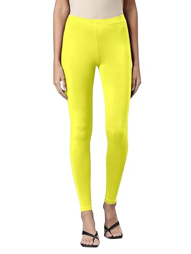TRENDMALLS Women's Microfiber Elastane Stretch Soft Ankle Length Leggings with Ultrasoft Waistband Yellow at Amazon