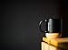 CorkMug: Matte Black Ceramic Mug (12 Ounce) with Built-in Cork Coaster and Splash-free Lid and Handle for Cup of Coffee and Tea, Personalize with Chalk